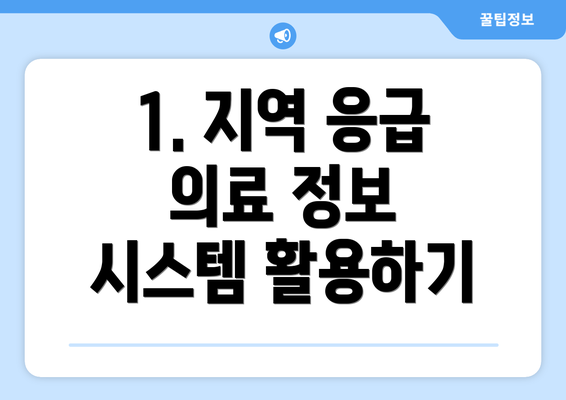 1. 지역 응급 의료 정보 시스템 활용하기