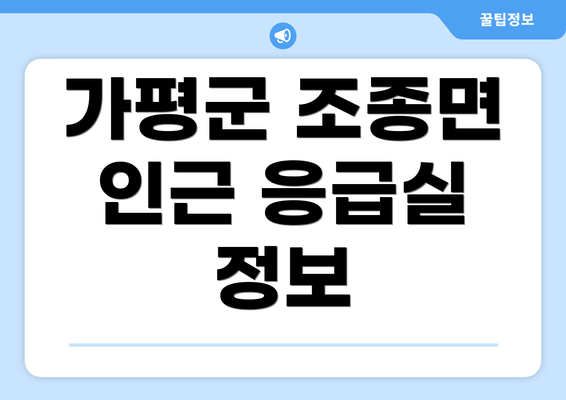 가평군 조종면 인근 응급실 정보