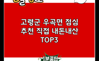 고령군 우곡면 점심 추천 직접 내돈내산 TOP3