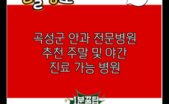 곡성군 안과 전문병원 추천 주말 및 야간 진료 가능 병원