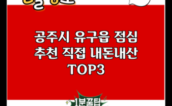 공주시 유구읍 점심 추천 직접 내돈내산 TOP3