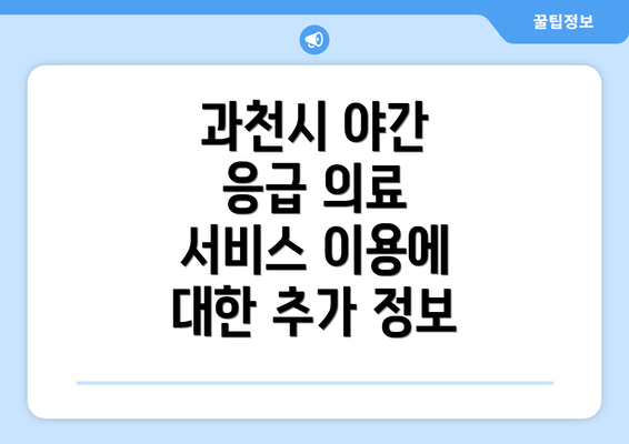 과천시 야간 응급 의료 서비스 이용에 대한 추가 정보