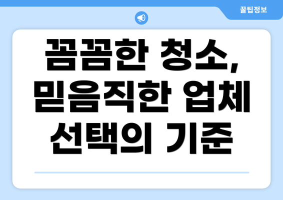 꼼꼼한 청소, 믿음직한 업체 선택의 기준