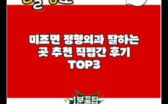 미조면 정형외과 잘하는 곳 추천 직접간 후기 TOP3