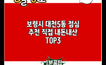 보령시 대천5동 점심 추천 직접 내돈내산 TOP3