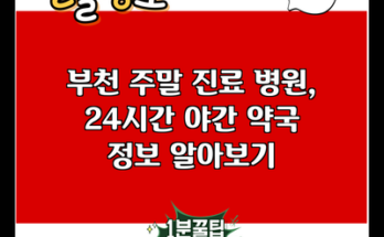 부천 주말 진료 병원, 24시간 야간 약국 정보 알아보기