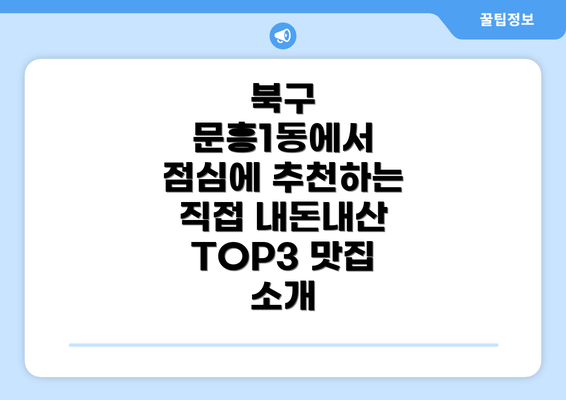 북구 문흥1동에서 점심에 추천하는 직접 내돈내산 TOP3 맛집 소개