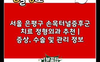 서울 은평구 손목터널증후군 치료 정형외과 추천 | 증상, 수술 및 관리 정보