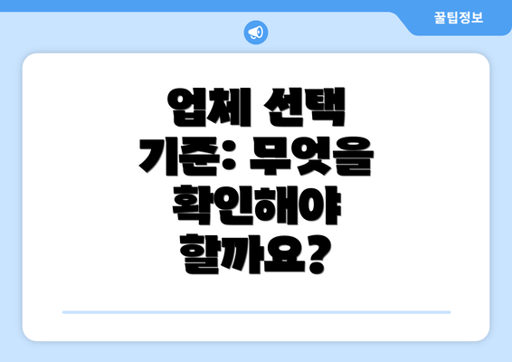 업체 선택 기준: 무엇을 확인해야 할까요?