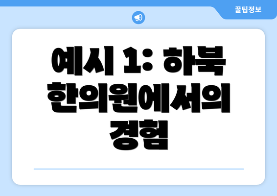 예시 1: 하북 한의원에서의 경험