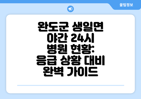 완도군 생일면 야간 24시 병원 현황: 응급 상황 대비 완벽 가이드