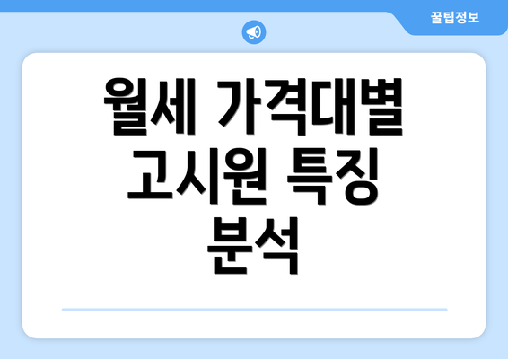 월세 가격대별 고시원 특징 분석