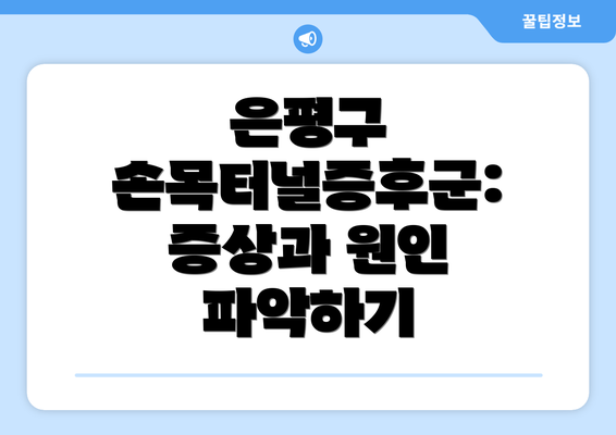 은평구 손목터널증후군: 증상과 원인 파악하기