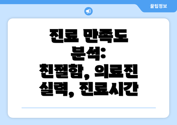 진료 만족도 분석:  친절함, 의료진 실력, 진료시간