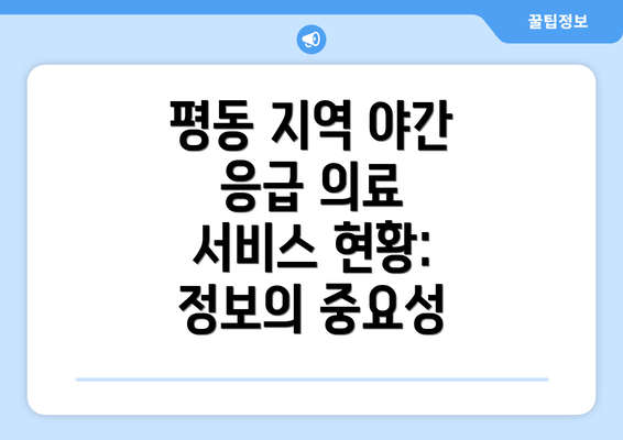 평동 지역 야간 응급 의료 서비스 현황:  정보의 중요성